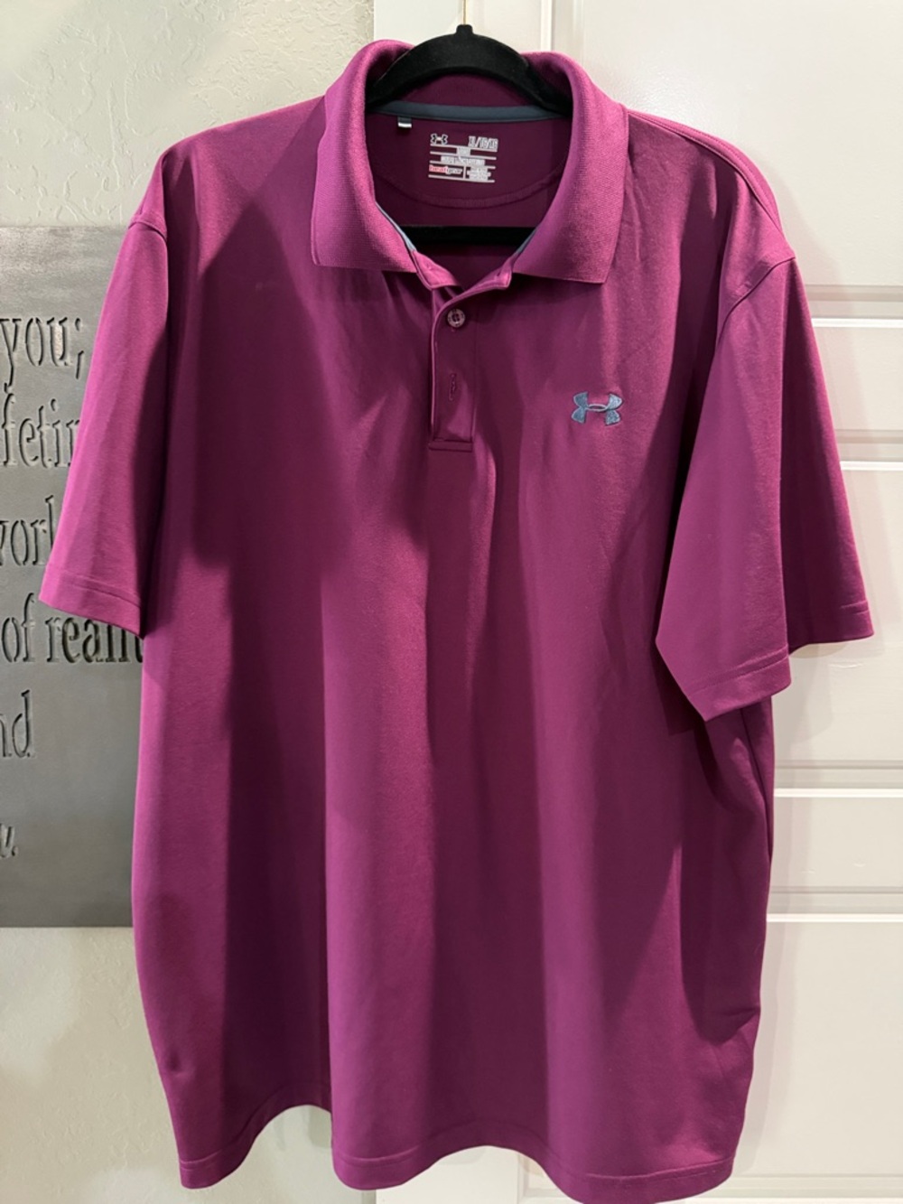 Under Armour Men’s Polo - Magenta with Light Blue Logo